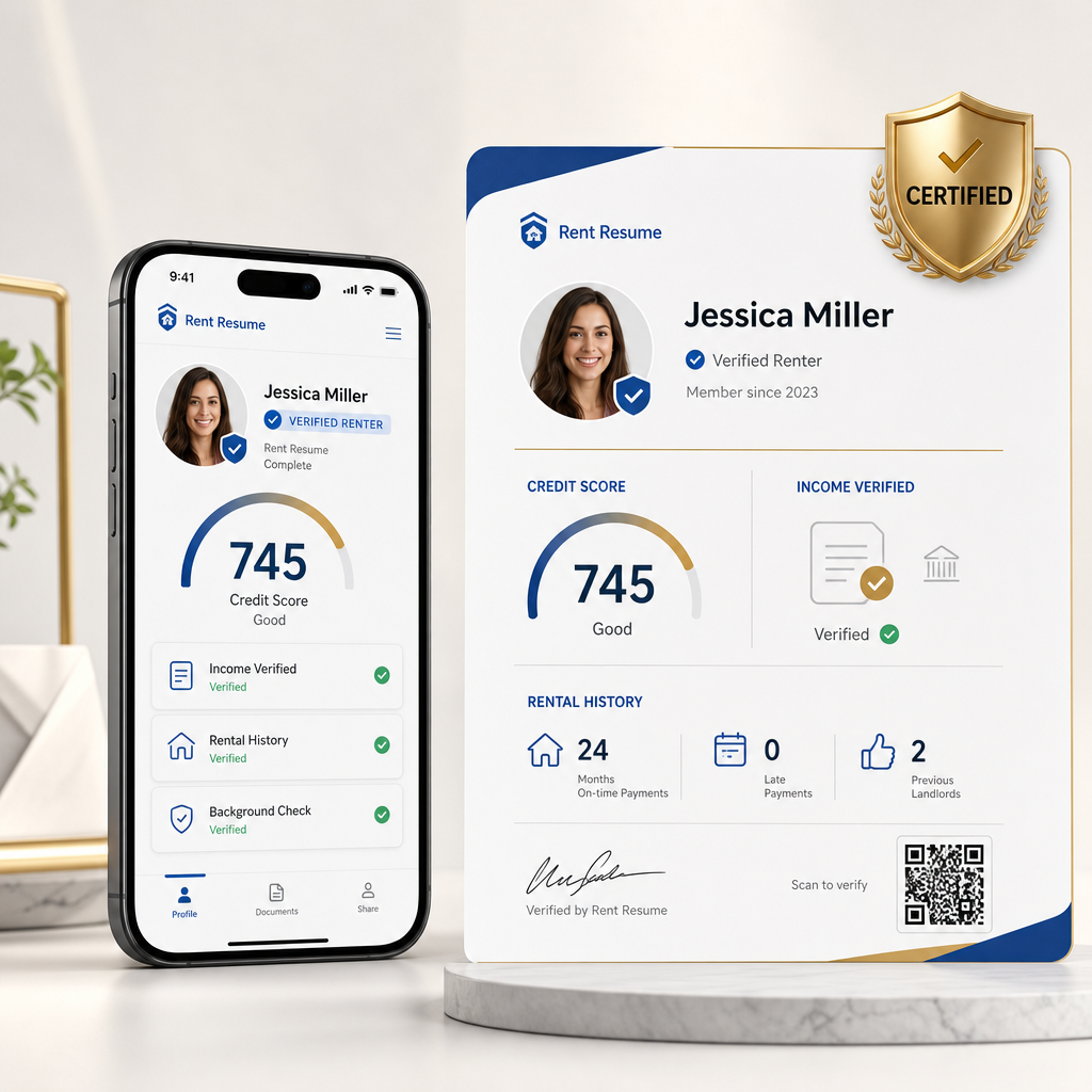 A Rented123 Rent Resume profile preview